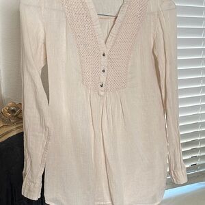 Zara Cream Long Sleeve Blouse